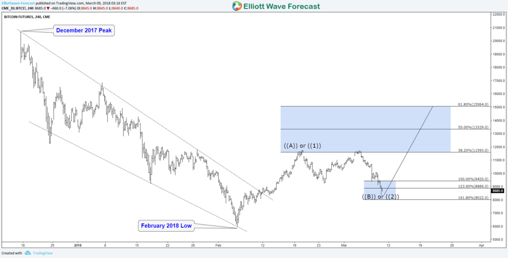 Bitcoin BTCUSD Elliott Wave View Calling for Rally toward $15,000 BTC Futures 4H 3.9.2018