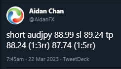 AUDJPY : Sell Trade Hits Targets AUDJPY, trading, elliottwave, bearish market patterns, forex, @AidanFX, AidanFX