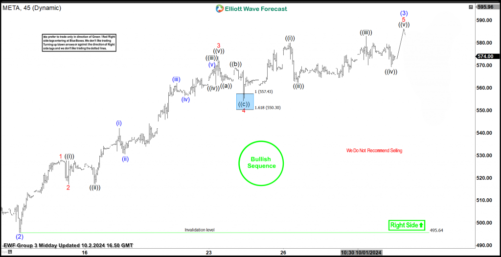 Elliott Wave Analysis: META hits new high from blue box META