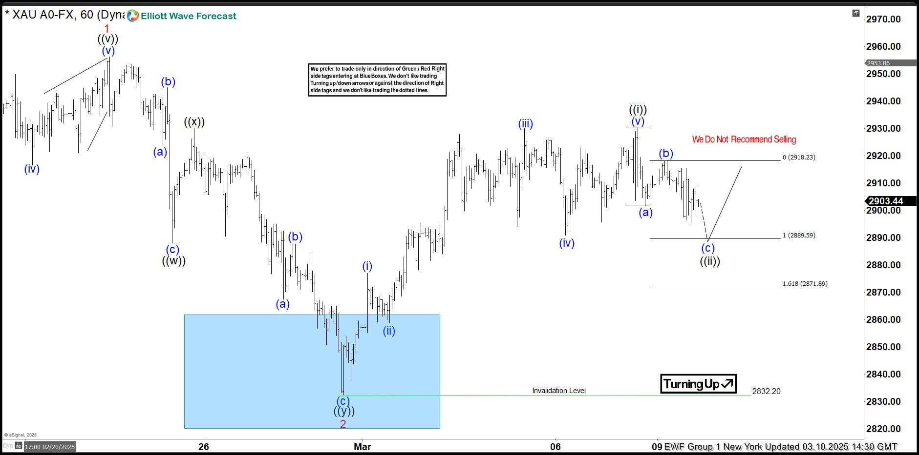 GOLD (XAUUSD) 1-Hour Elliott Wave Chart Showing Correction Pattern March 2025